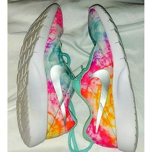 NIKE TANJUN PRINT Tropical Twist Tie Dye Sneaker Shoe CK0004-300 Size Kids 12sc